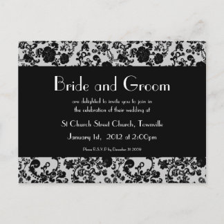 Floral Rococo Wedding, wedding invitation postcard