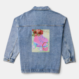 "Floral Roller Skates" Denim Jacket