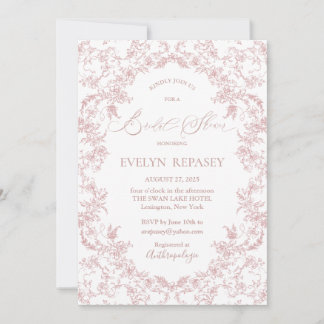 Floral Romance Chinoiserie Mauve Bridal Shower Invitation