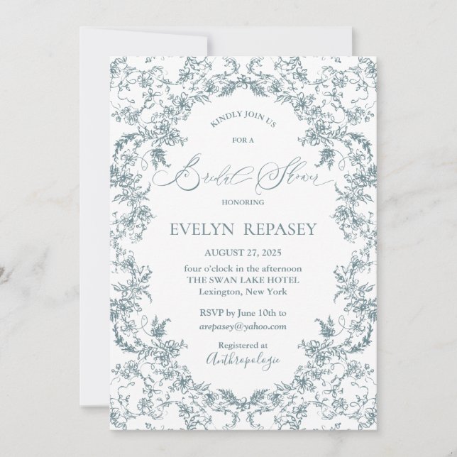 Floral Romance Chinoiserie Vintage  Bridal Shower Invitation (Front)