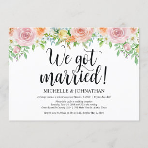 Floral Romance Elopement Reception Invitation Card