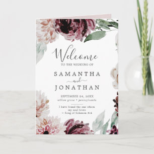 Floral Romance Folded Wedding Programme