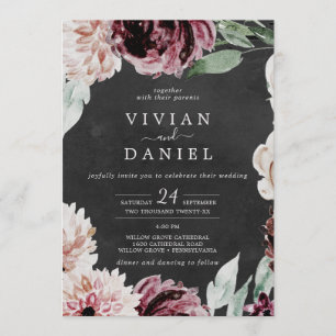 Floral Romance   Grey Casual Wedding Invitation