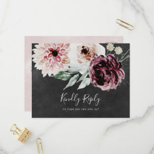 Floral Romance   Grey Menu Choice RSVP Postcard