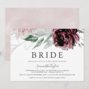 Floral Romance Horizontal Bride Bridal Shower Invitation