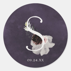 Floral Romance Letter S Monogram Plum Wedding Seal