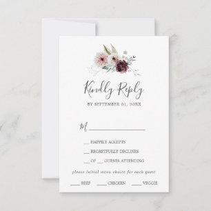 Floral Romance Menu Choice RSVP Card