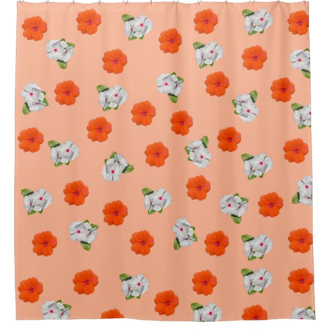 Floral Romance (peach background) Shower Curtain (Front)