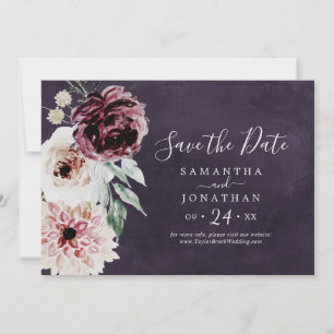 Floral Romance   Plum Horizontal Save The Date