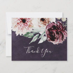 Floral Romance   Plum Thank You Card
