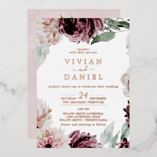 Floral Romance Rose Gold Foil All In One Wedding