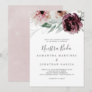 Floral Romance Spanish Nuestra Boda Invitation