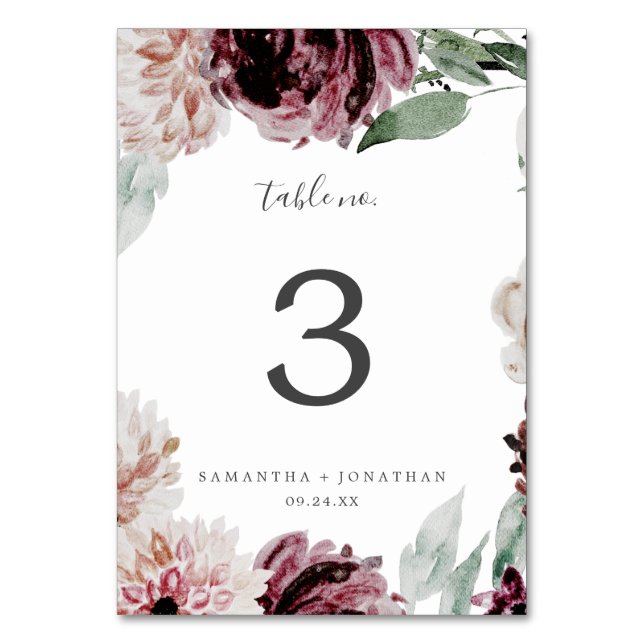 Floral Romance Table Number (Front)