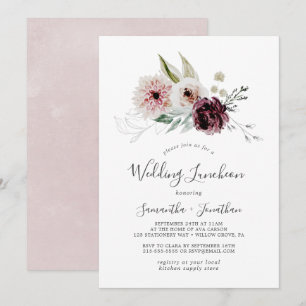 Floral Romance Wedding Luncheon Invitation