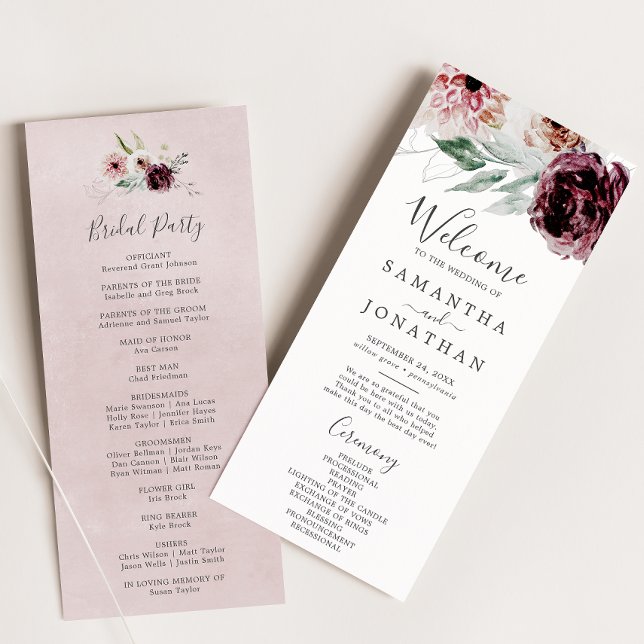 Floral Romance Wedding Program Programme (Creator Uploaded)