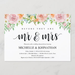 Floral Romance Wedding Rehearsal Dinner Invites
