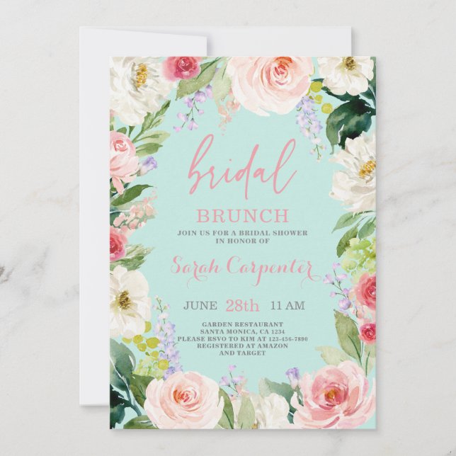 Floral Romantic Bridal Brunch Shower Invitation (Front)