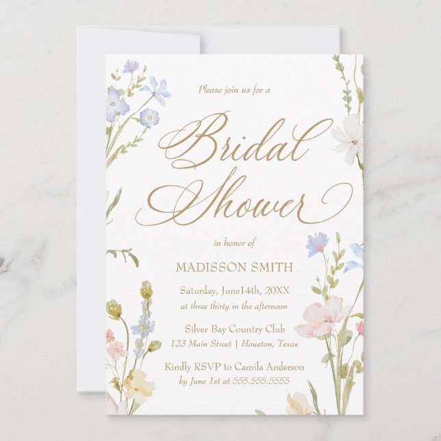 Floral Romantic Bridal Shower Invitation (Front)