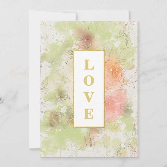 *~   Floral Romantic LOVE AR26 QR  RSVP 4 Wedding Invitation (Front)