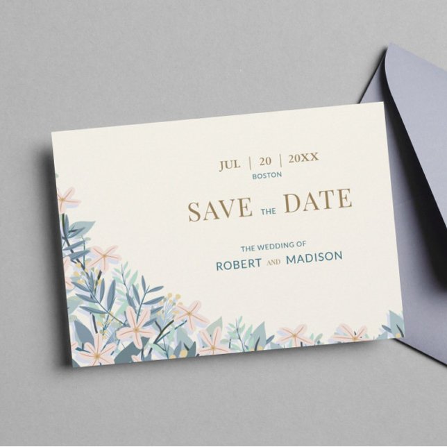 Floral romantic wedding blue and rose save the date (Creator Uploaded)
