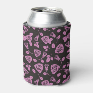Floral Rose Background Can Cooler