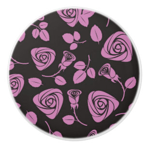 Floral Rose Background Ceramic Knob