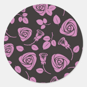 Floral Rose Background Classic Round Sticker