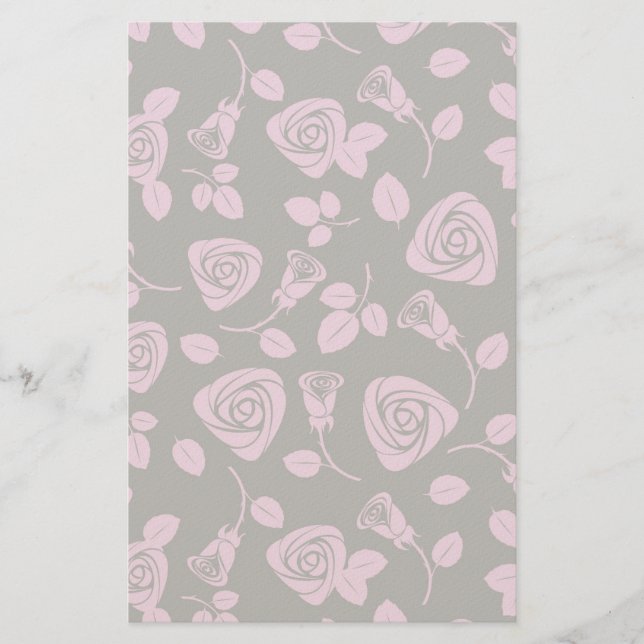 Floral Rose Background Stationery (Front)