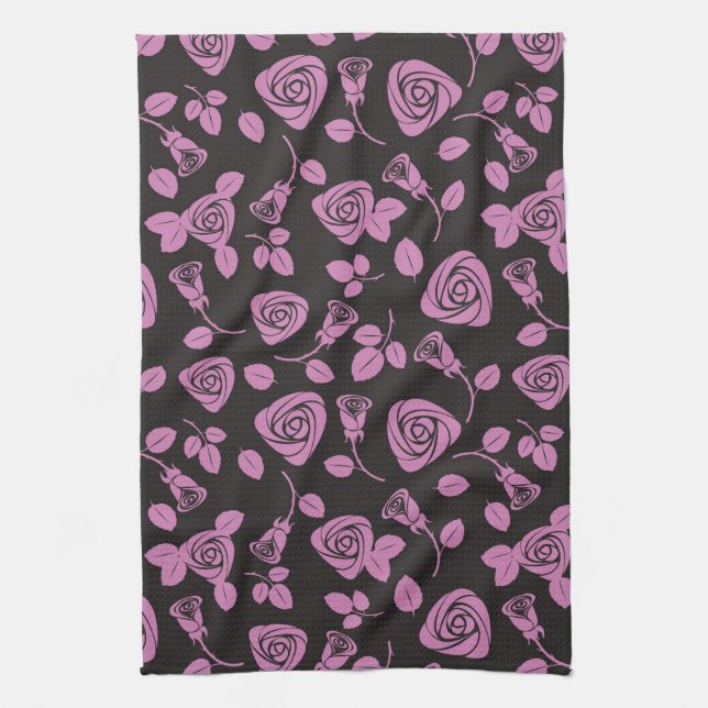 Floral Rose Background Tea Towel (Vertical)
