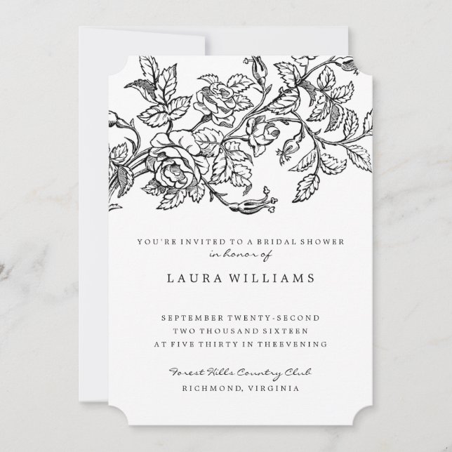 Floral Rose Bridal Shower Invitation Template (Front)