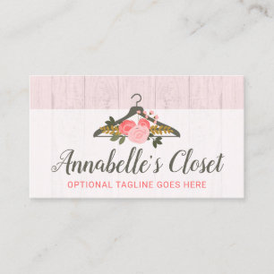 Floral Rose Clothes Hanger Closet Fashion Boutique Business Card