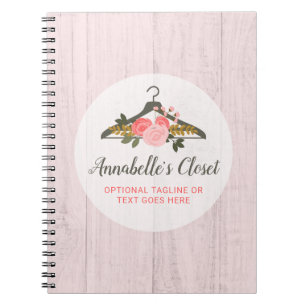 Floral Rose Clothes Hanger Closet Fashion Boutique Notebook