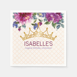 Floral Rose Crown Chic Birthday design Napkin
