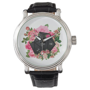 Floral Rose D20 Tabletop RPG Gaming Dice Watch