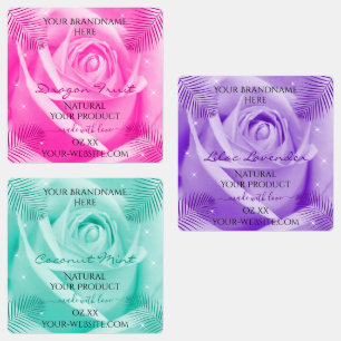Floral Rose Flower Pink Purple Teal Product Labels