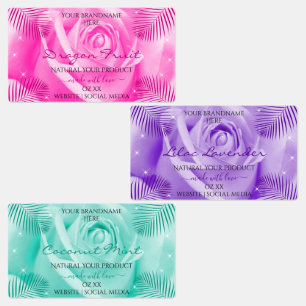 Floral Rose Flower Pink Purple Teal Product Labels