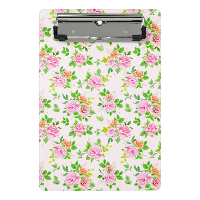 Floral Rose Flowers with Leaves Pattern-23656 Mini Clipboard (Front)