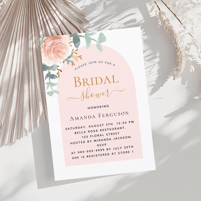 Floral rose gold arch luxury Bridal Shower Invitation (Creator Uploaded)