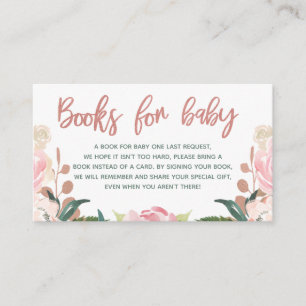 Floral Rose Gold Baby Shower Book Request Insert