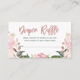 Floral Rose Gold Baby Shower Diaper Raffle Insert