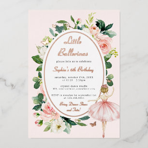 Floral Rose Gold Ballerina Kids Birthday