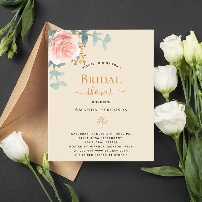 Floral rose gold beige budget Bridal Shower (Creator Uploaded)