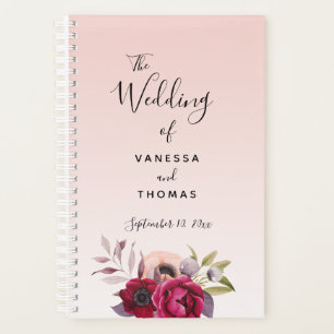 Floral rose gold blush burgundy wedding planner