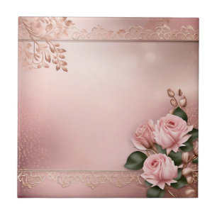 Floral Rose Gold Botanical Tile