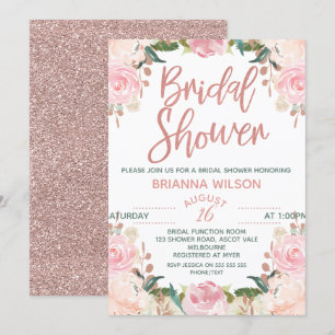 Floral Rose Gold Bridal Shower Invitation
