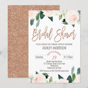 Floral Rose Gold Bridal Shower Invitation