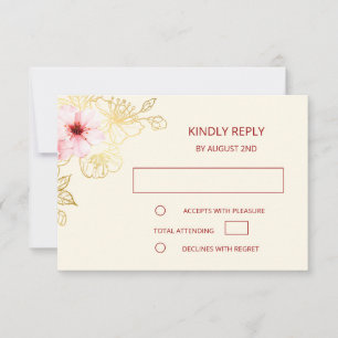 Floral Rose Gold Chinese Wedding RSVP