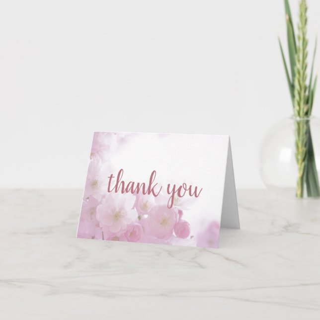 Floral Rose Gold Elegant Modern Plain Modern Thank You Card (Front)