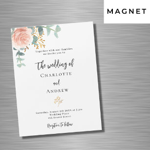 Floral rose gold eucalyptus luxury wedding magnetic invitation