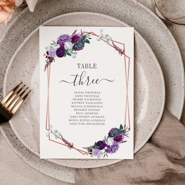 Floral Rose Gold Geometric Wedding Table Number 3 (Creator Uploaded)